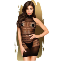 High-Neck Mini Dress Black Size XL